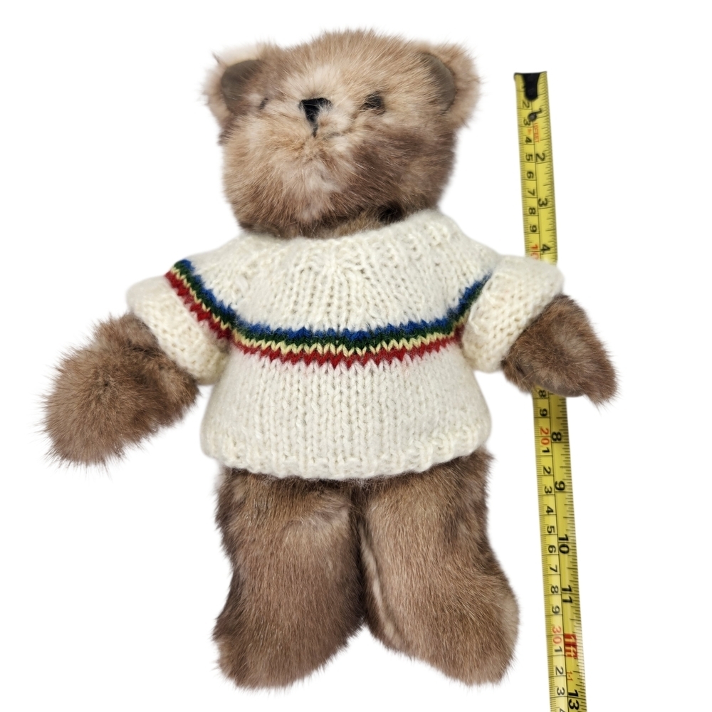Vintage Real Mink Fur Teddy Bear in Knitted Sweater Rare Small Excellent Cond - Picture 10 of 11